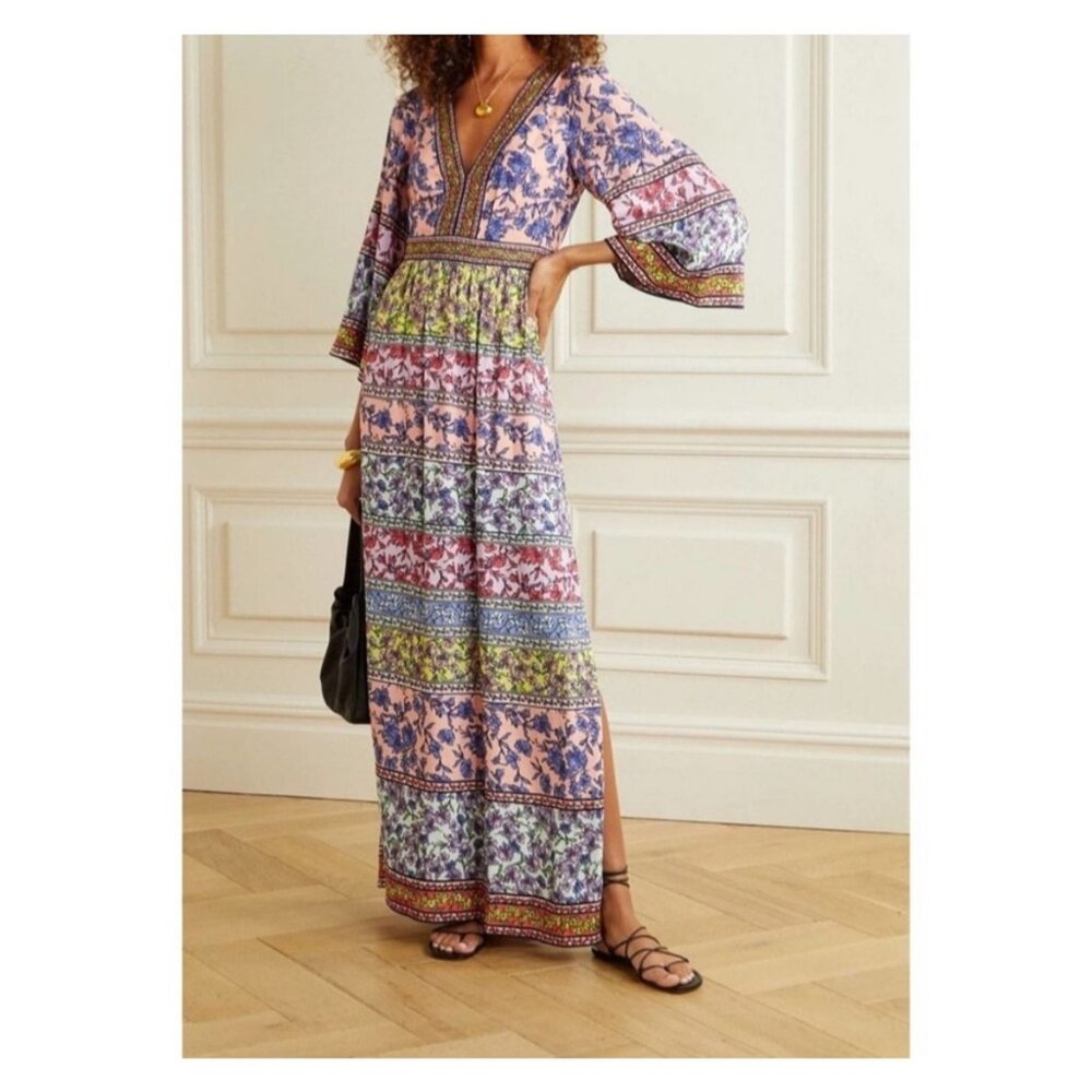 Alice + Olivia Lena Embroidered Floral Kimono Maxi Dress - Picture 1 of 11